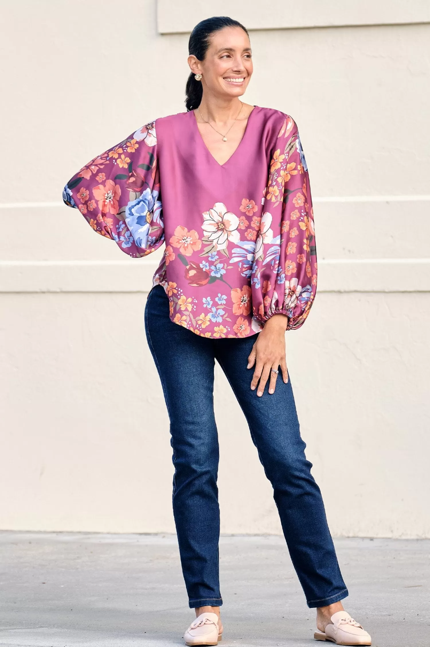 Carolina Sovana Tops | Long Sleeve*Milena V-Neck Long Sleeve Top Burgundy