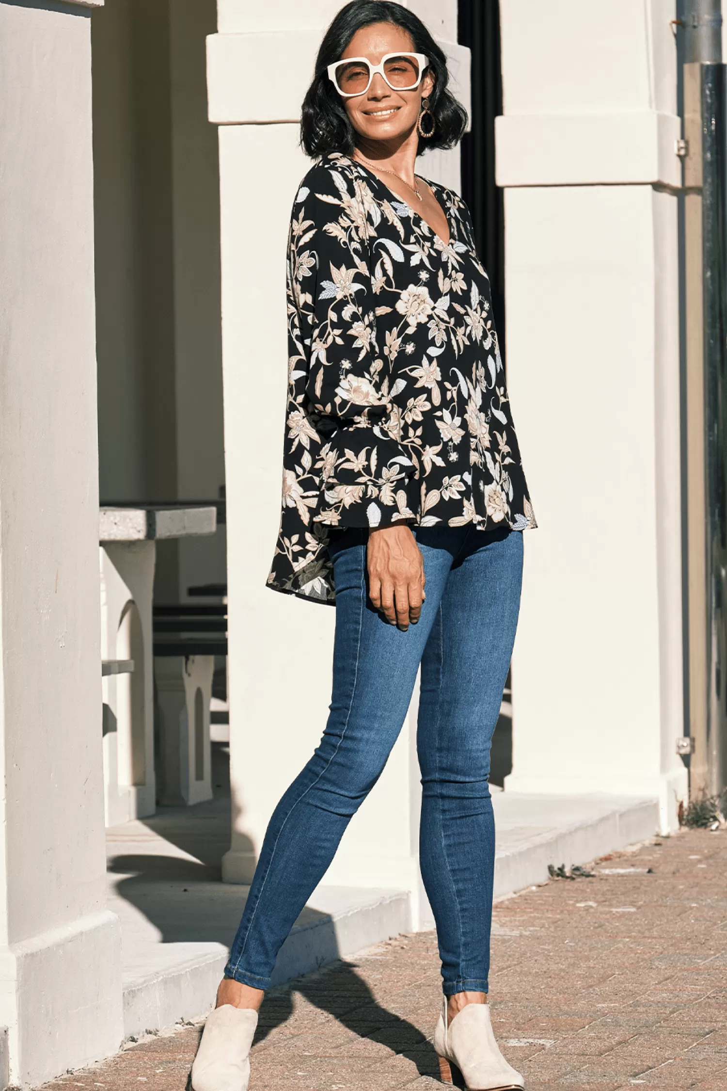 Carolina Long Sleeve*Mina Floral Long Sleeve Top Black