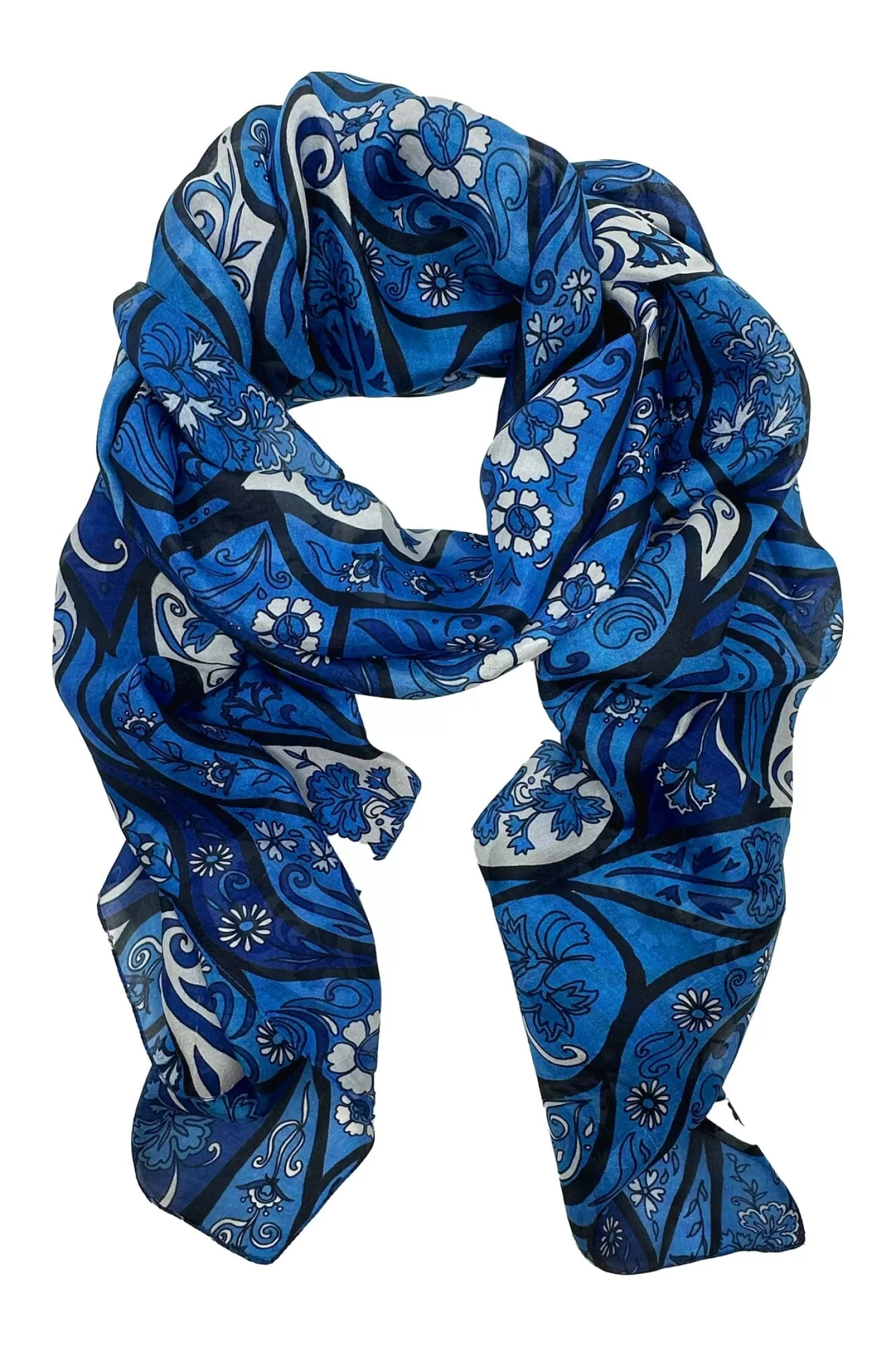 Carolina Scarves*Mira Silk Scarf Cobalt