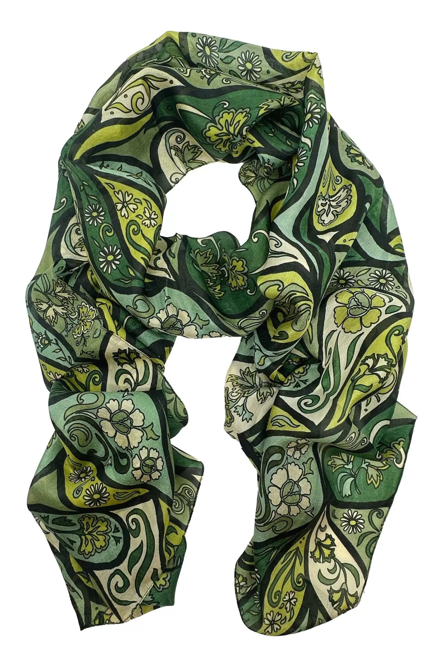 Carolina Scarves*Mira Silk Scarf Olive