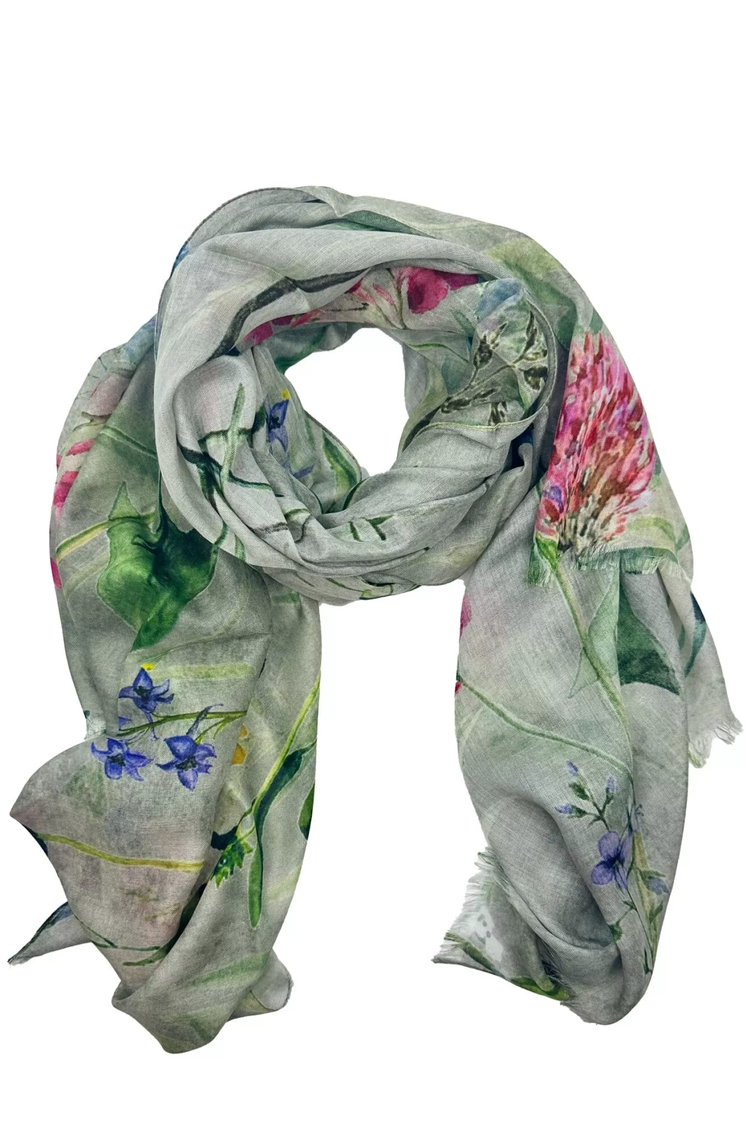 Carolina Scarves*Naya Floral Modal Scarf Aloe