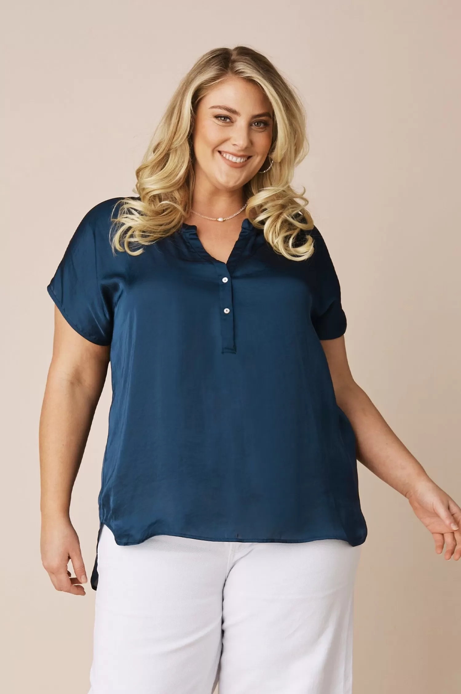 Carolina Short Sleeve*Nicole Short Sleeve Top Navy-Pre Order