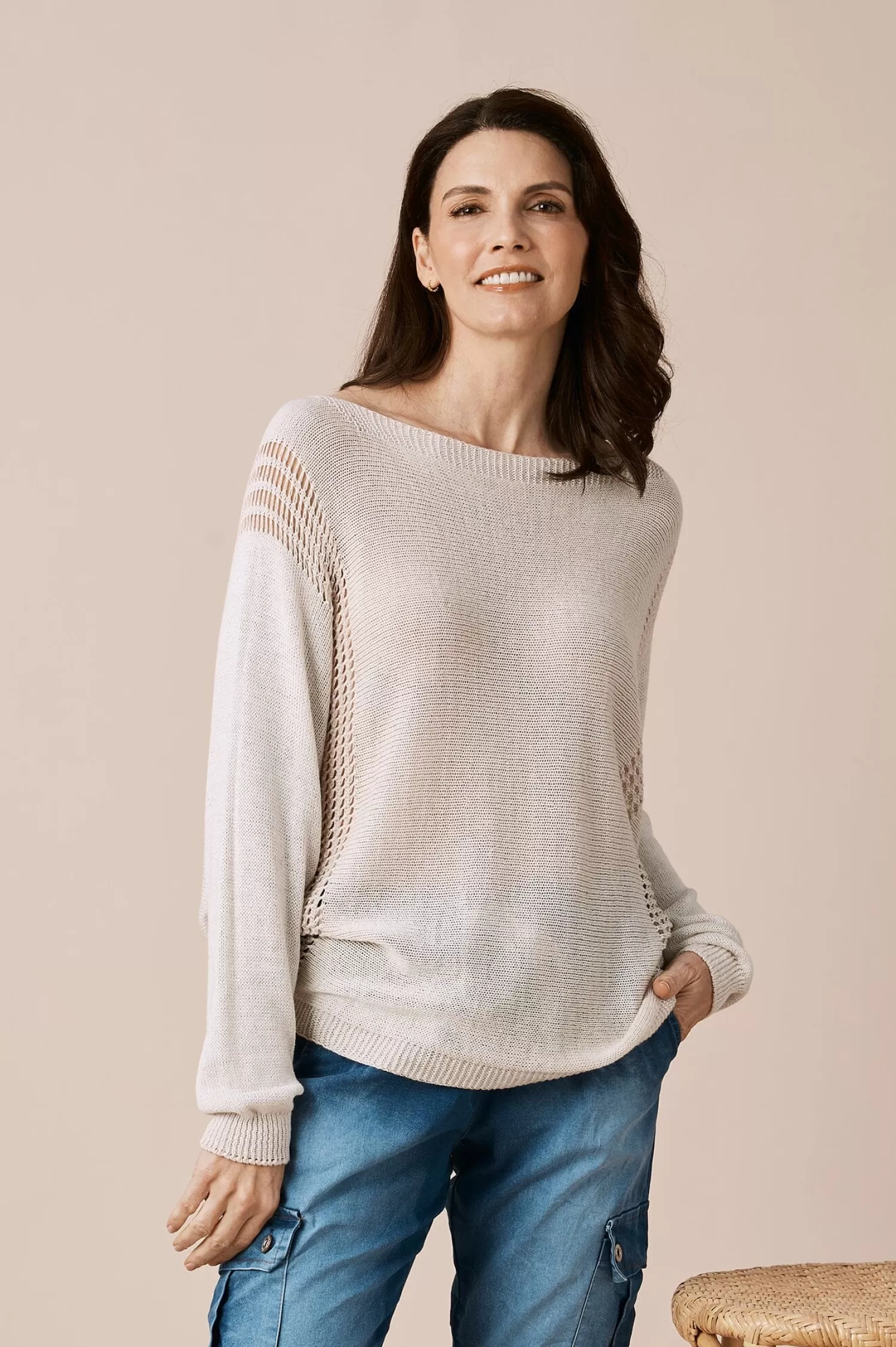 Carolina Knitwear*Oriana Light Knitwear Ivory Shimmer