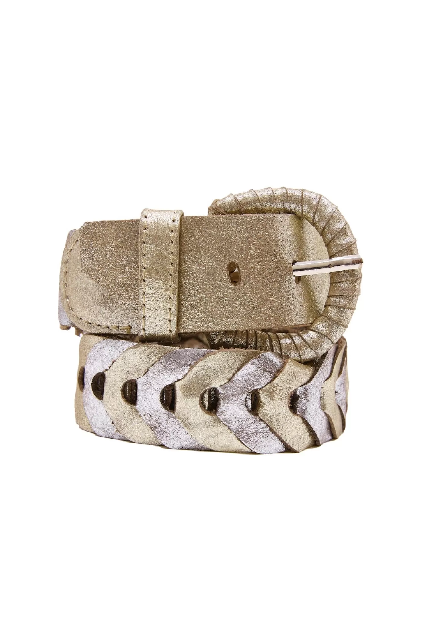 Carolina Belts | Belts*Plaited Jeans Belt Metallic Silver & Light Gold