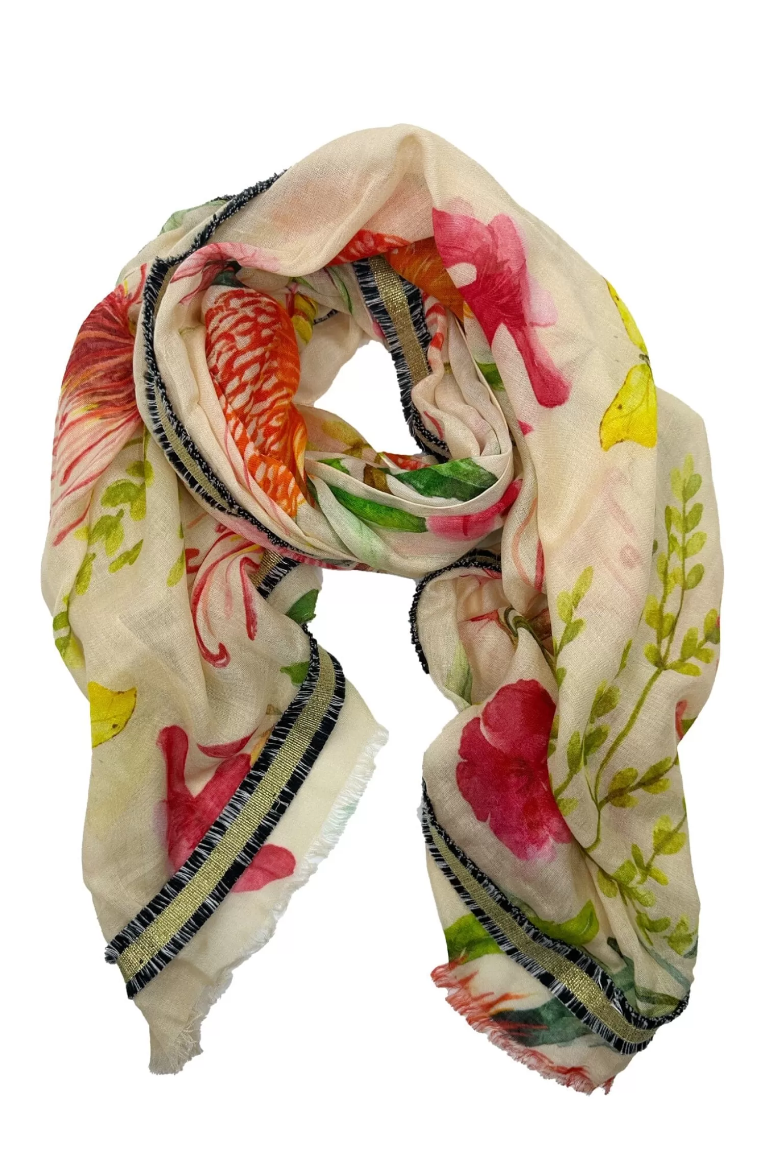 Carolina Scarves*Rebekah Floral Modal Scarf Mellow