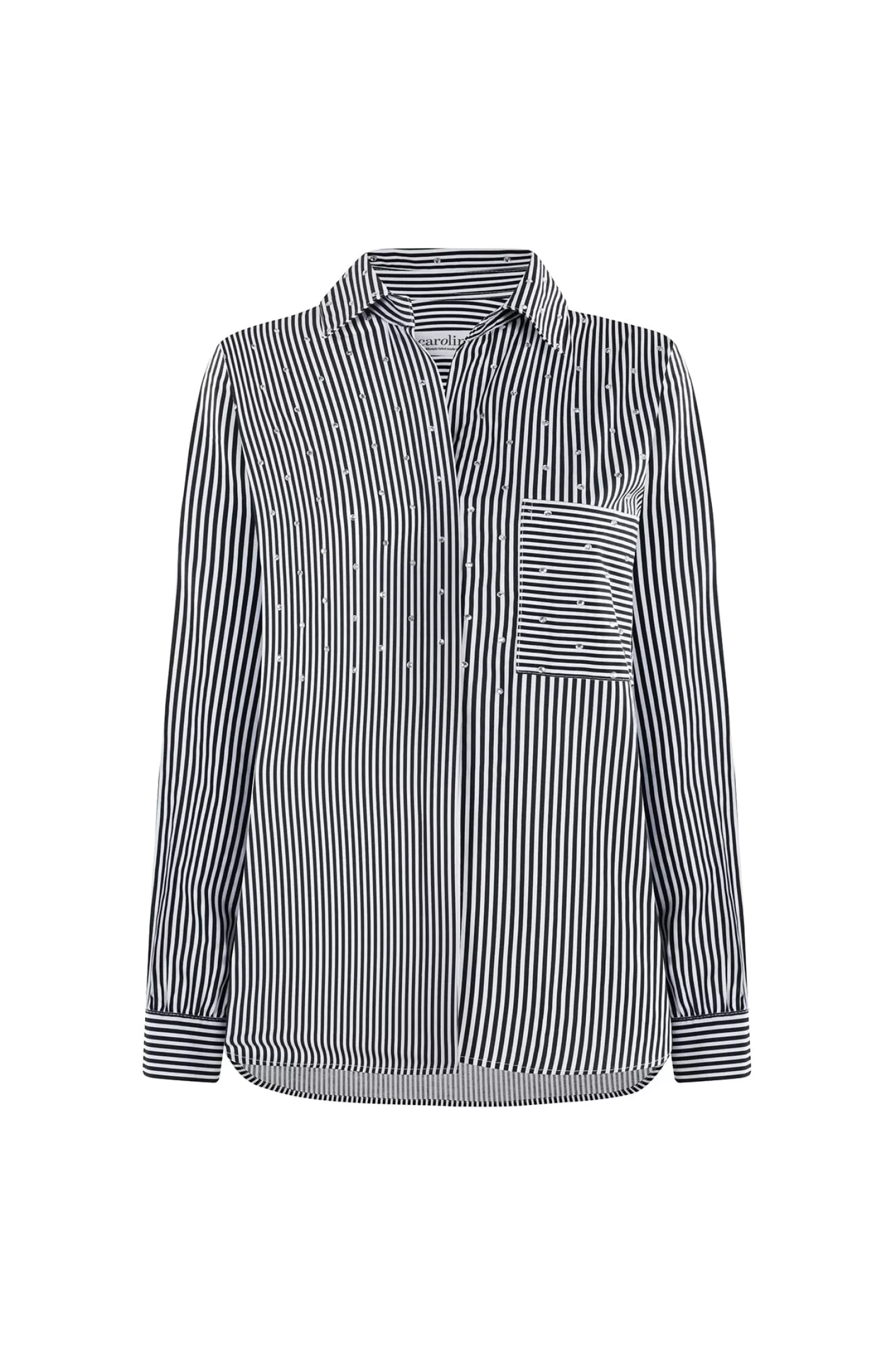 Carolina Long Sleeve*Renata Black and White Striped Collared Shirt