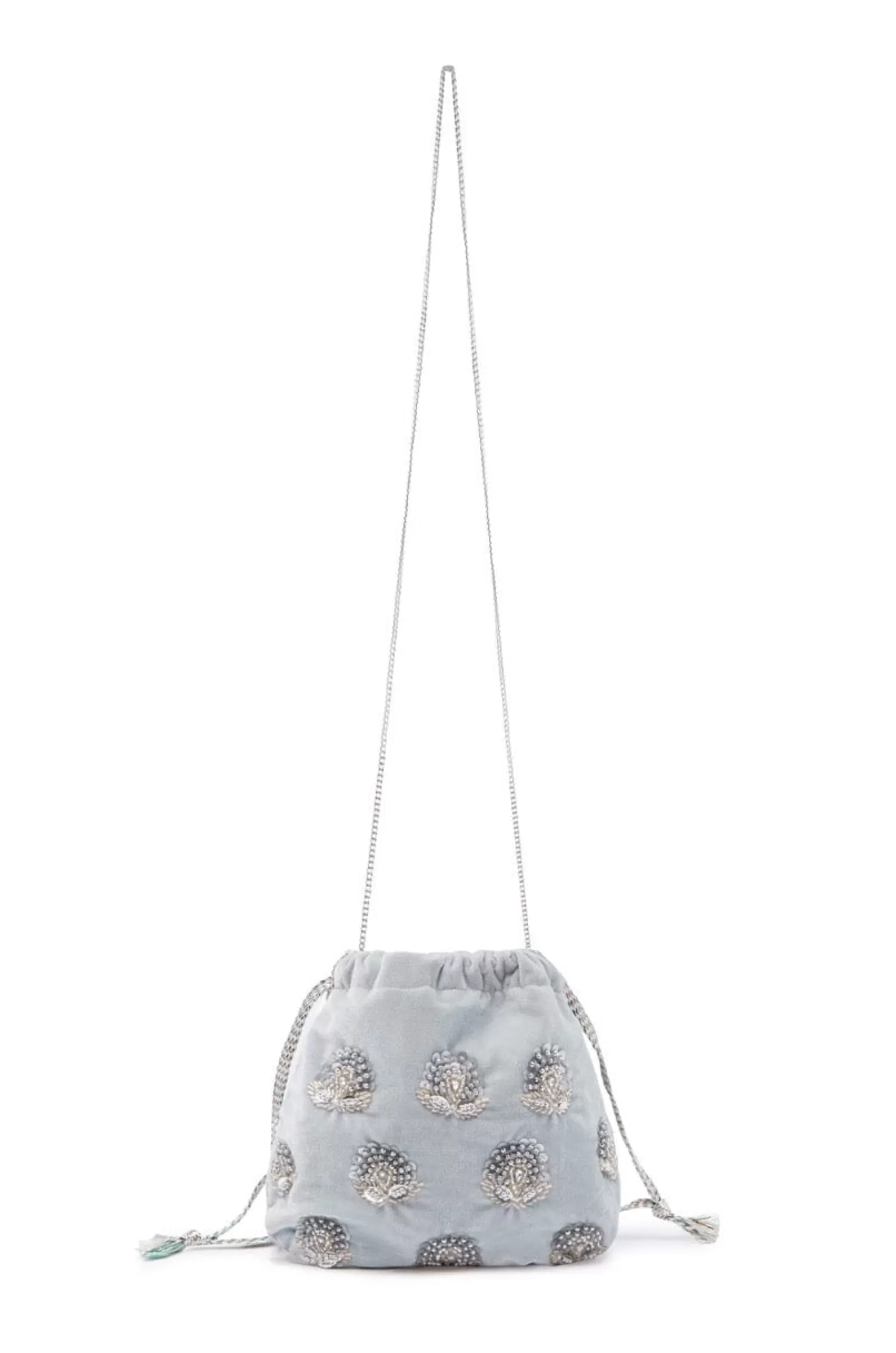 Carolina Bucket Bags*Rhiannon Velvet Drawstring Bag Grey