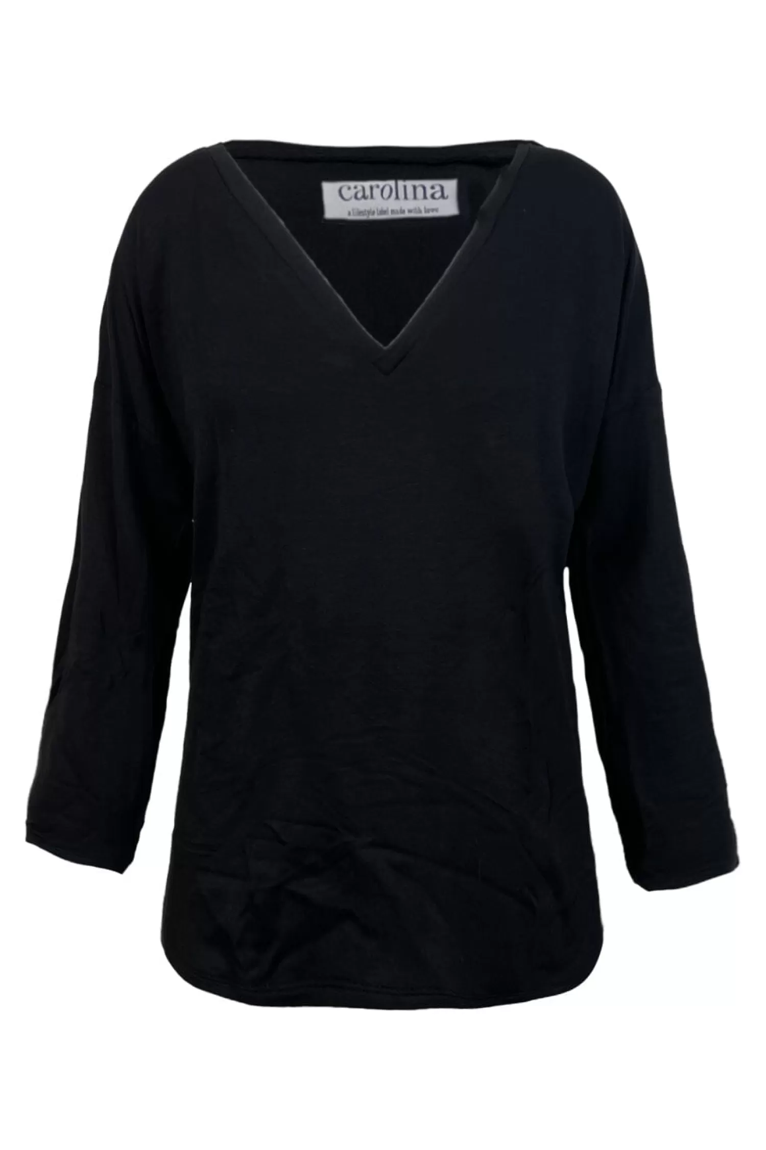 Carolina Long Sleeve*Santina V Neck Top Black