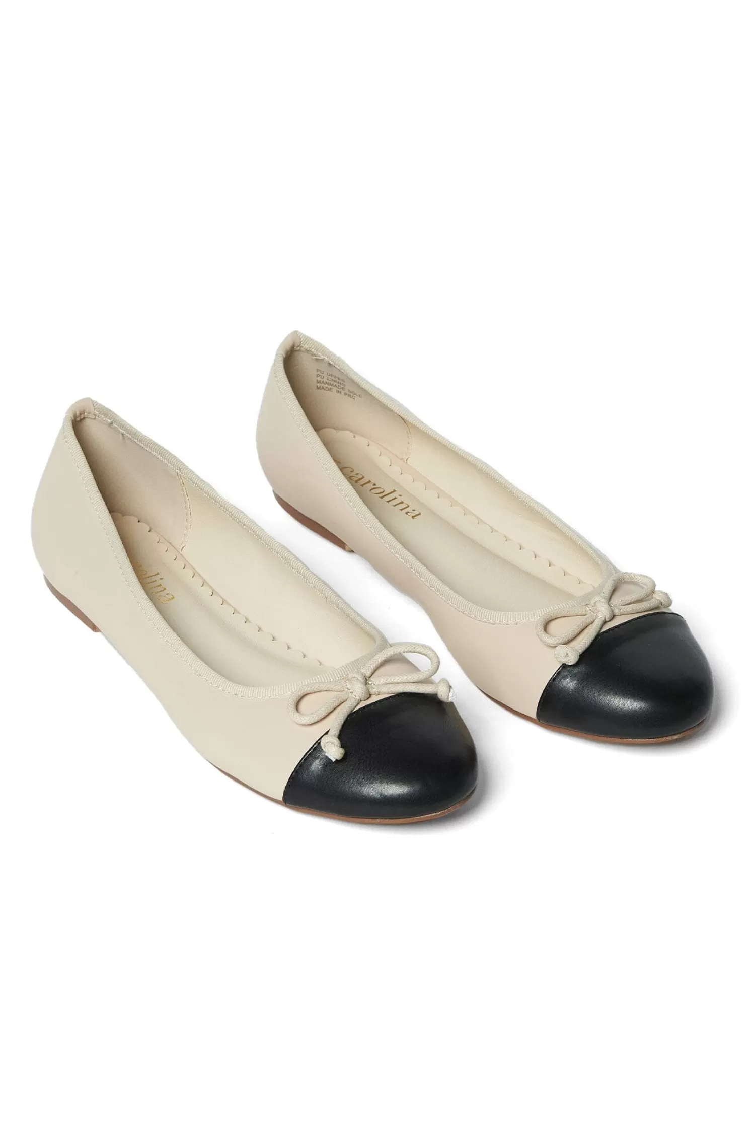 Carolina Flats & Loafers*Soraya Ballet Flats Nude With Black Toe Cap