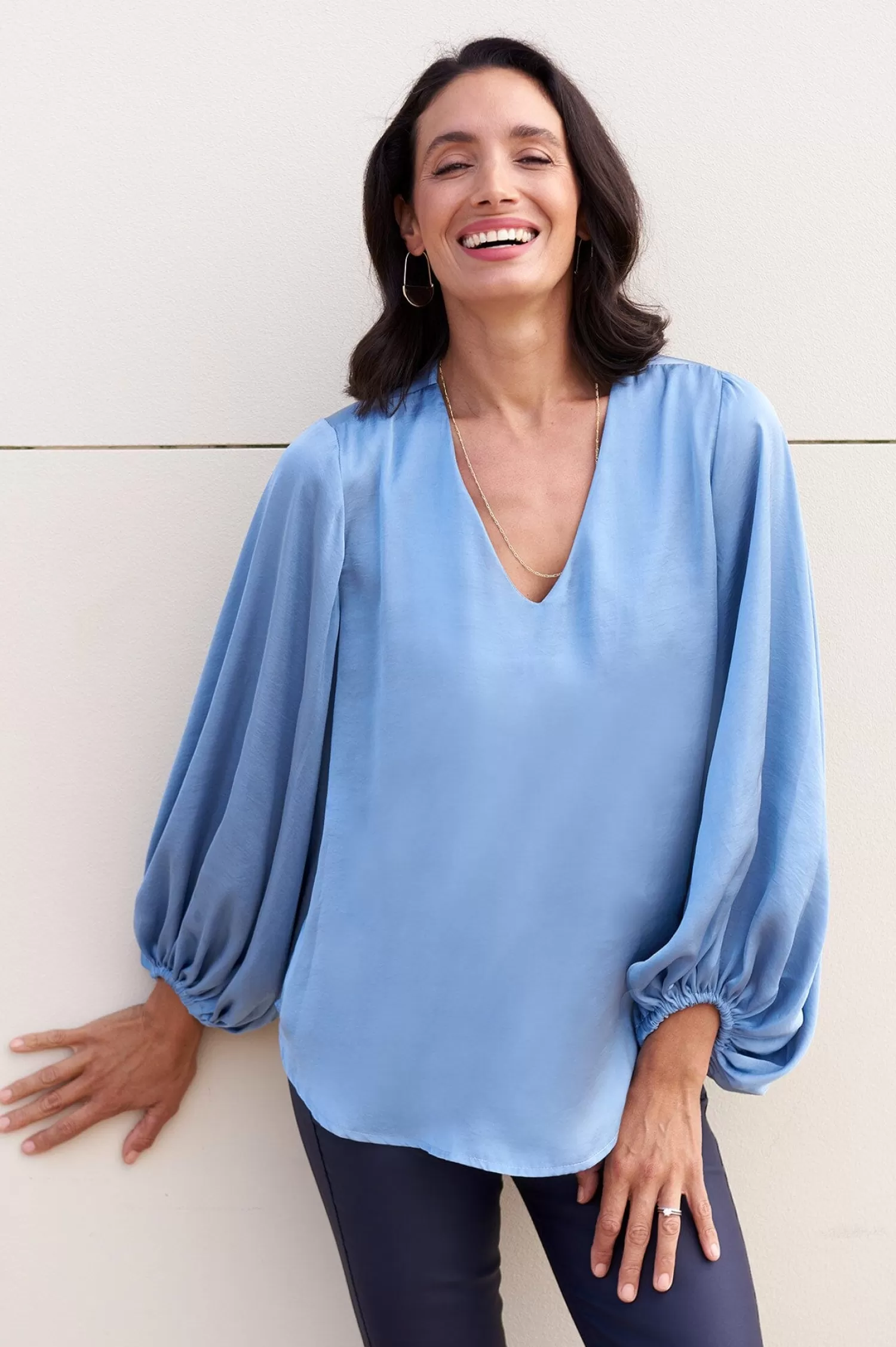 Carolina Sovana Tops | Long Sleeve*Sovana V-Neck Long Sleeve Top Blue Grey