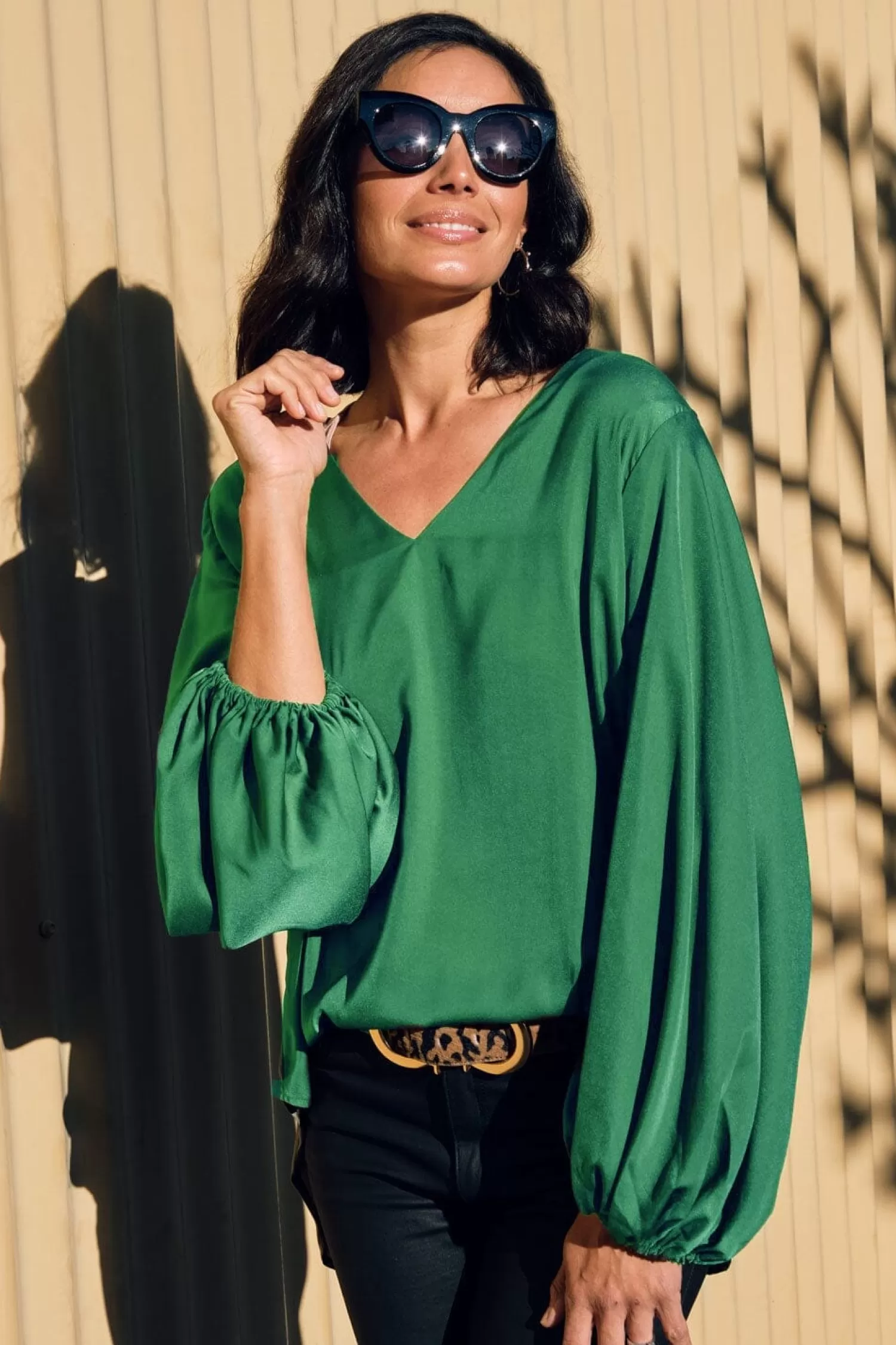 Carolina Sovana Tops | Long Sleeve*Sovana V-Neck Long Sleeve Top Emerald