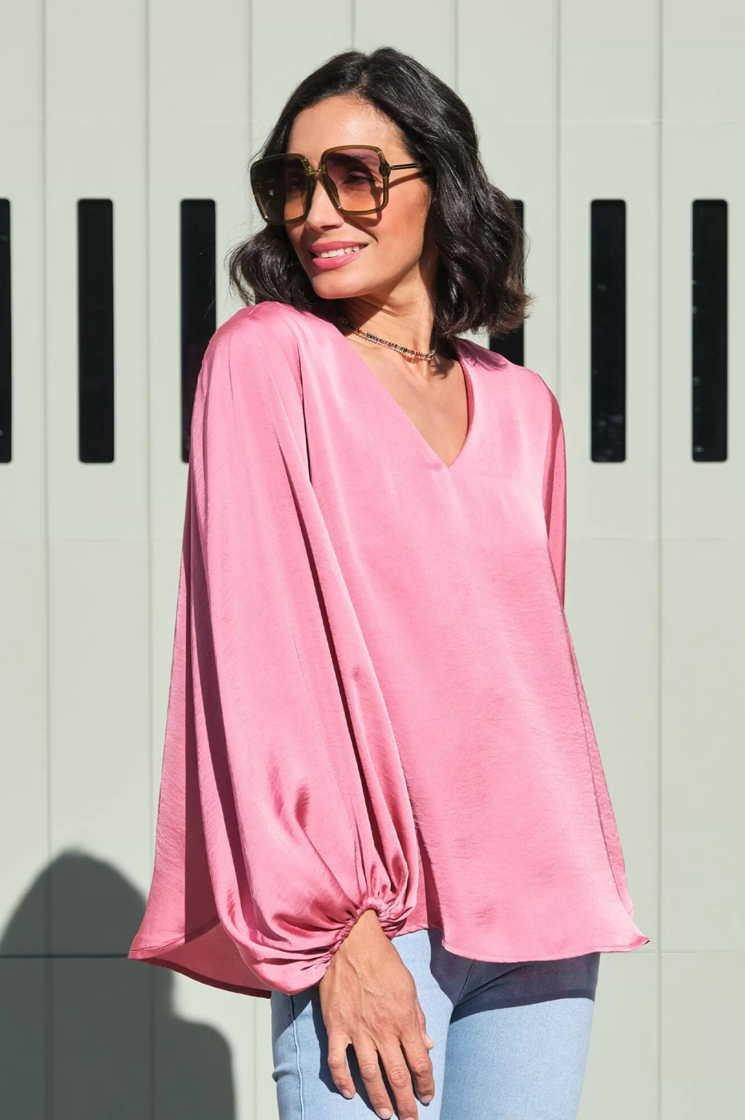 Carolina Sovana Tops | Long Sleeve*Sovana V-neck Long Sleeve Top Pink