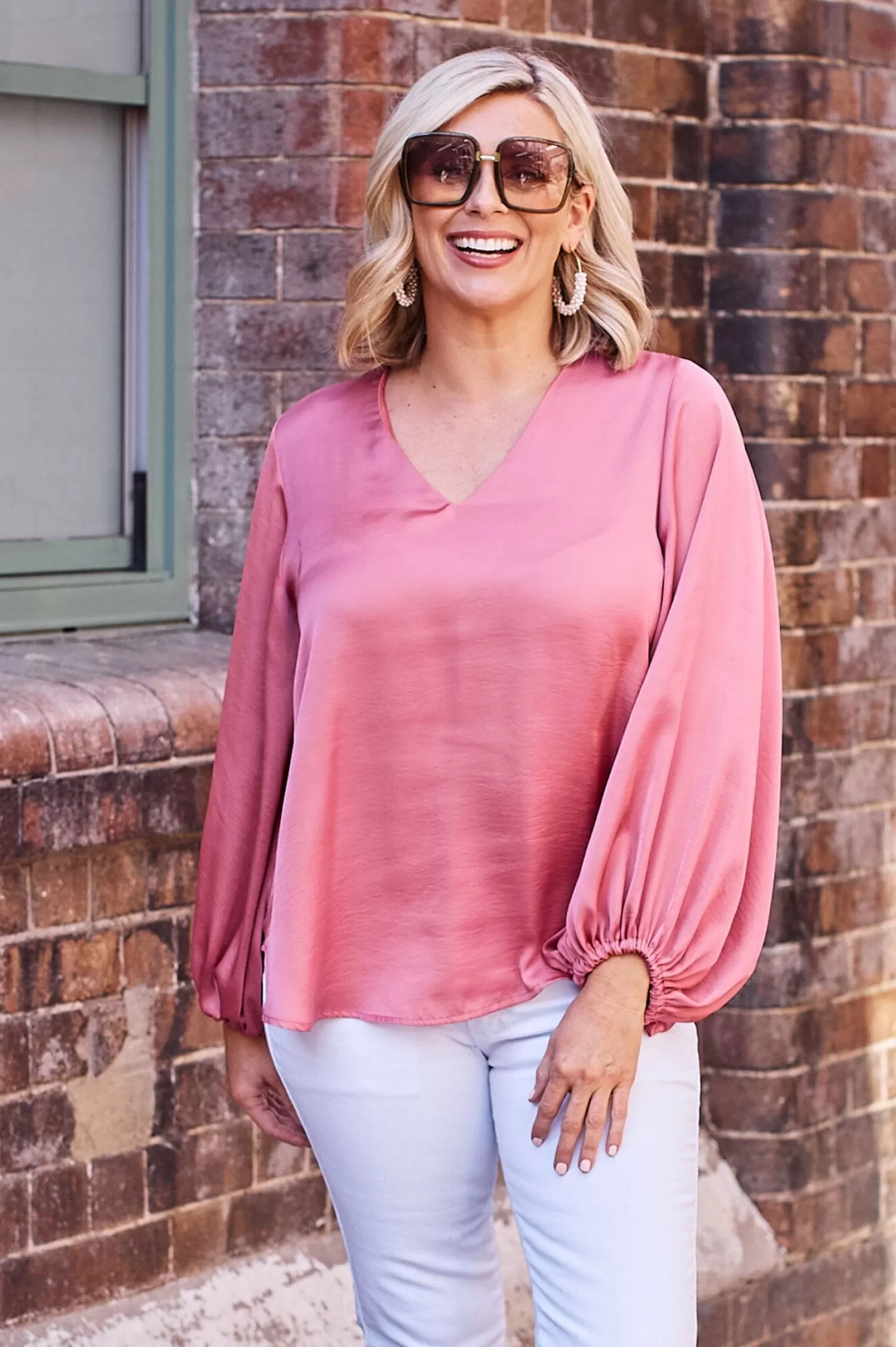 Carolina Sovana Tops | Long Sleeve*Sovana V-neck Long Sleeve Top Pink