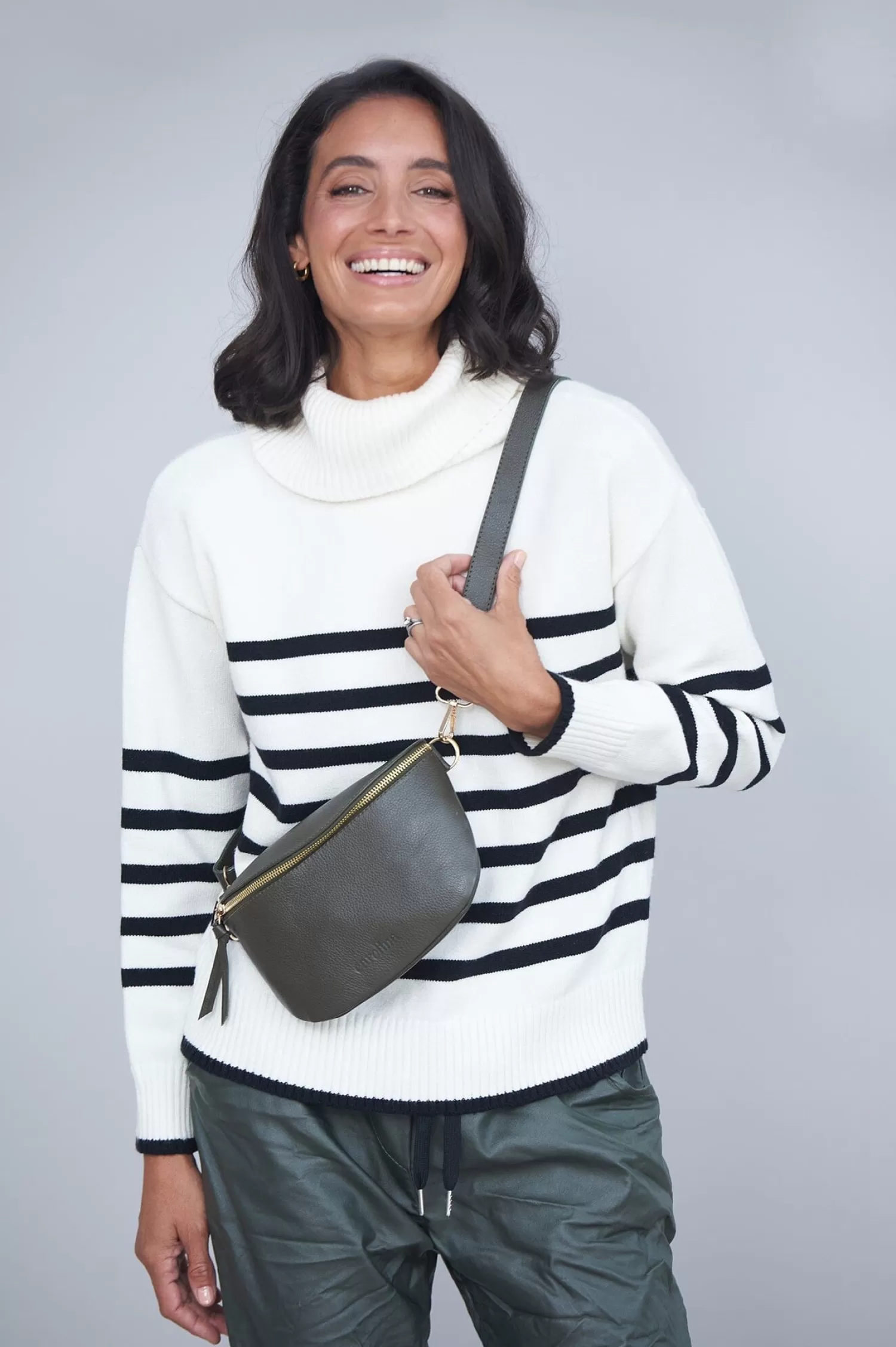 Carolina Knitwear*Tamara Striped Jumper Ivory & Black