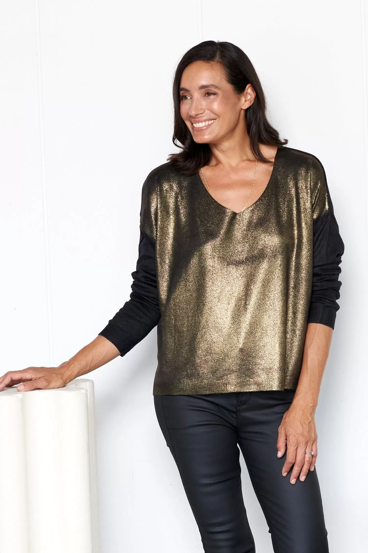 Carolina Knitwear*Teagan Shimmer Jumper Black