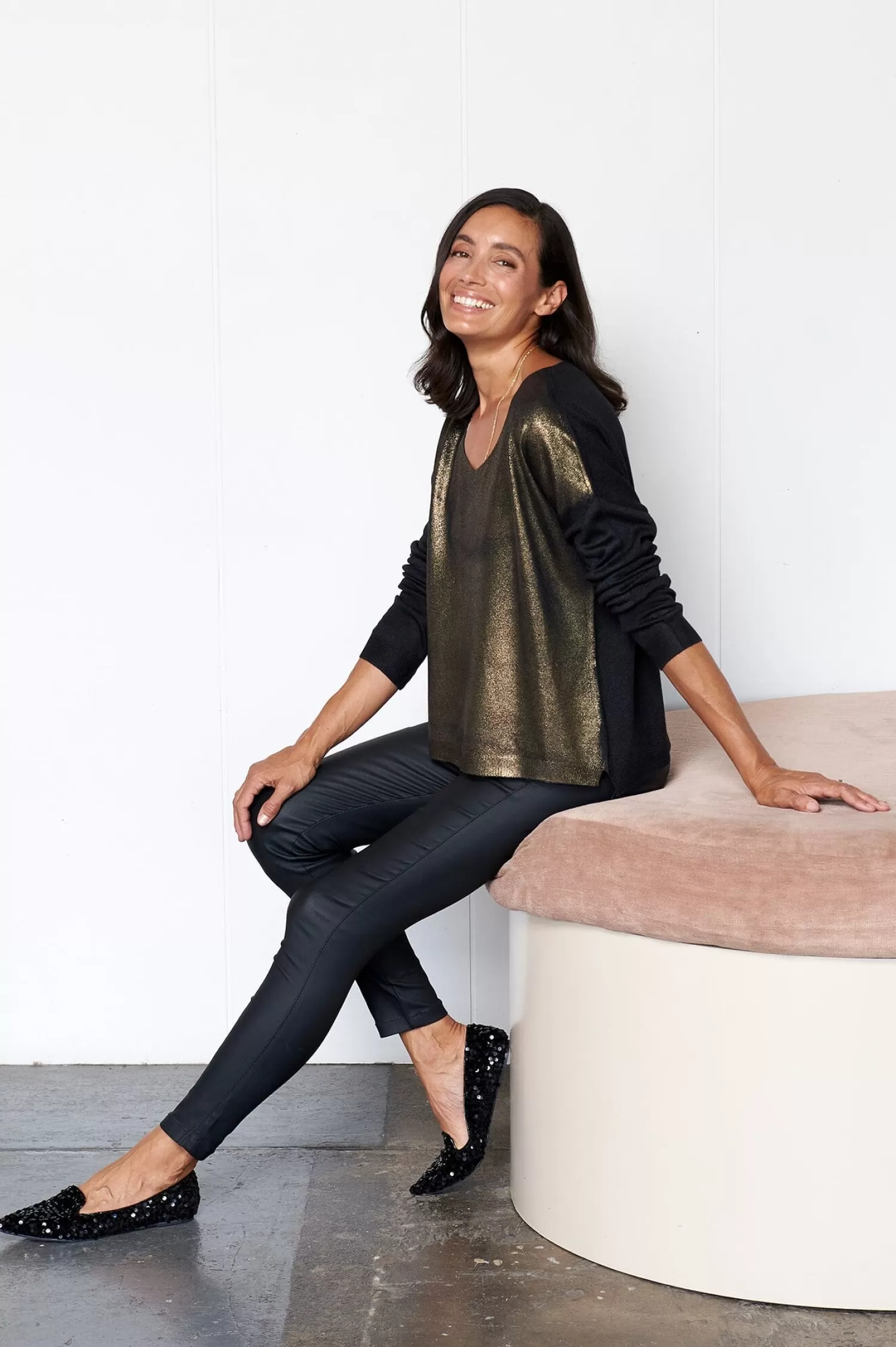 Carolina Knitwear*Teagan Shimmer Jumper Black