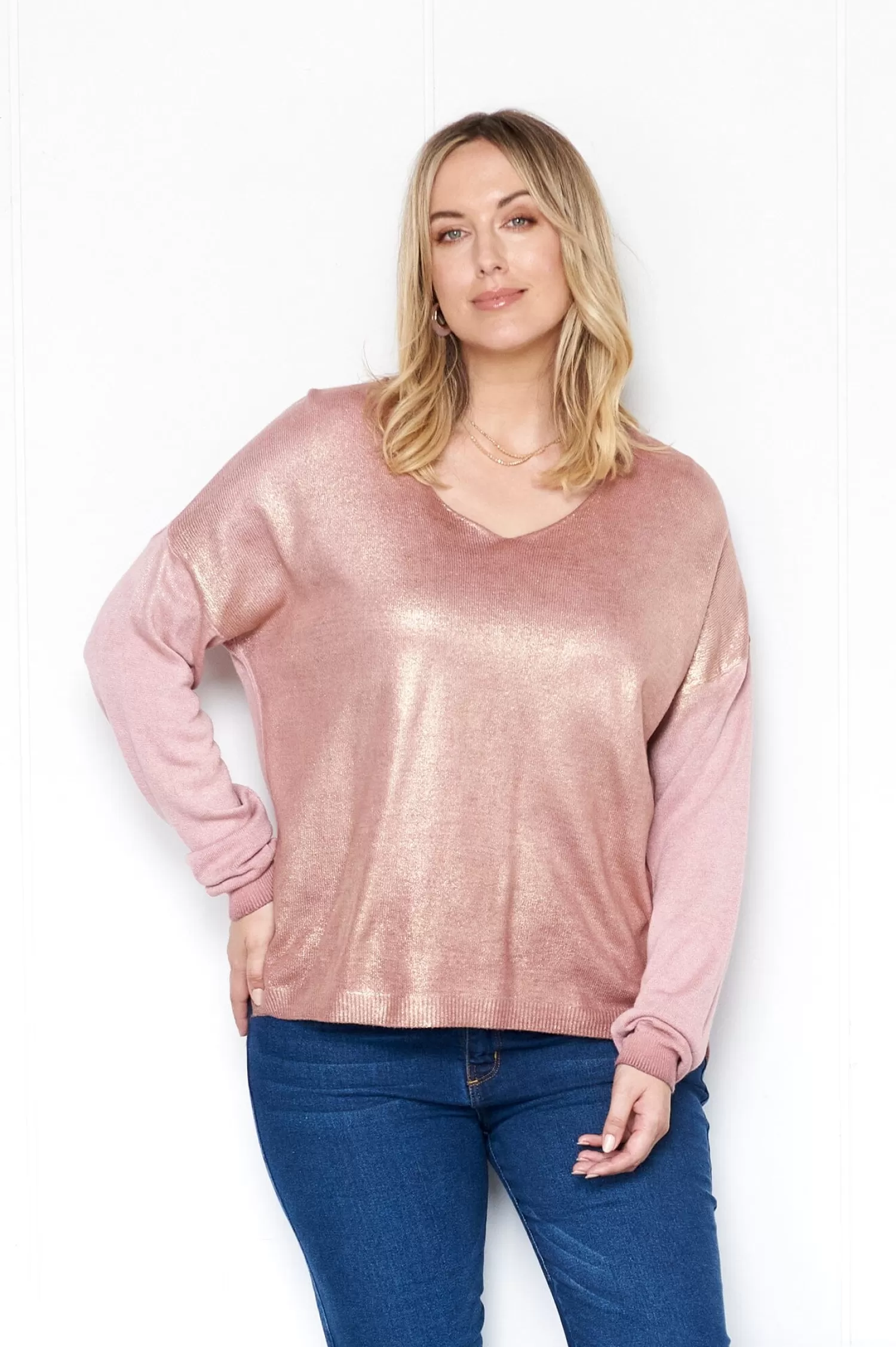 Carolina Knitwear*Teagan Shimmer Jumper Blush