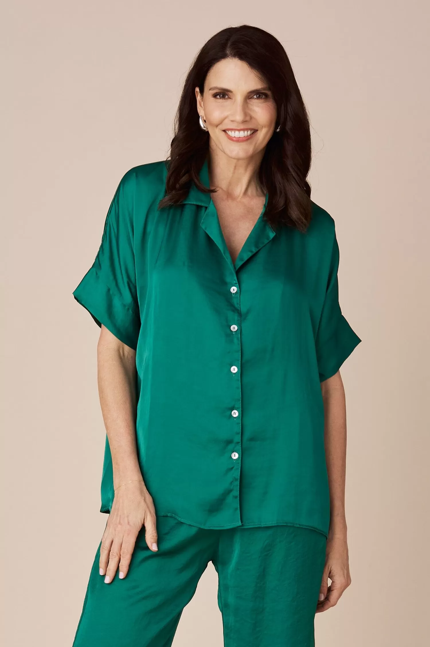 Carolina Short Sleeve*Tory Short Sleeve Collared Shirt Emerald