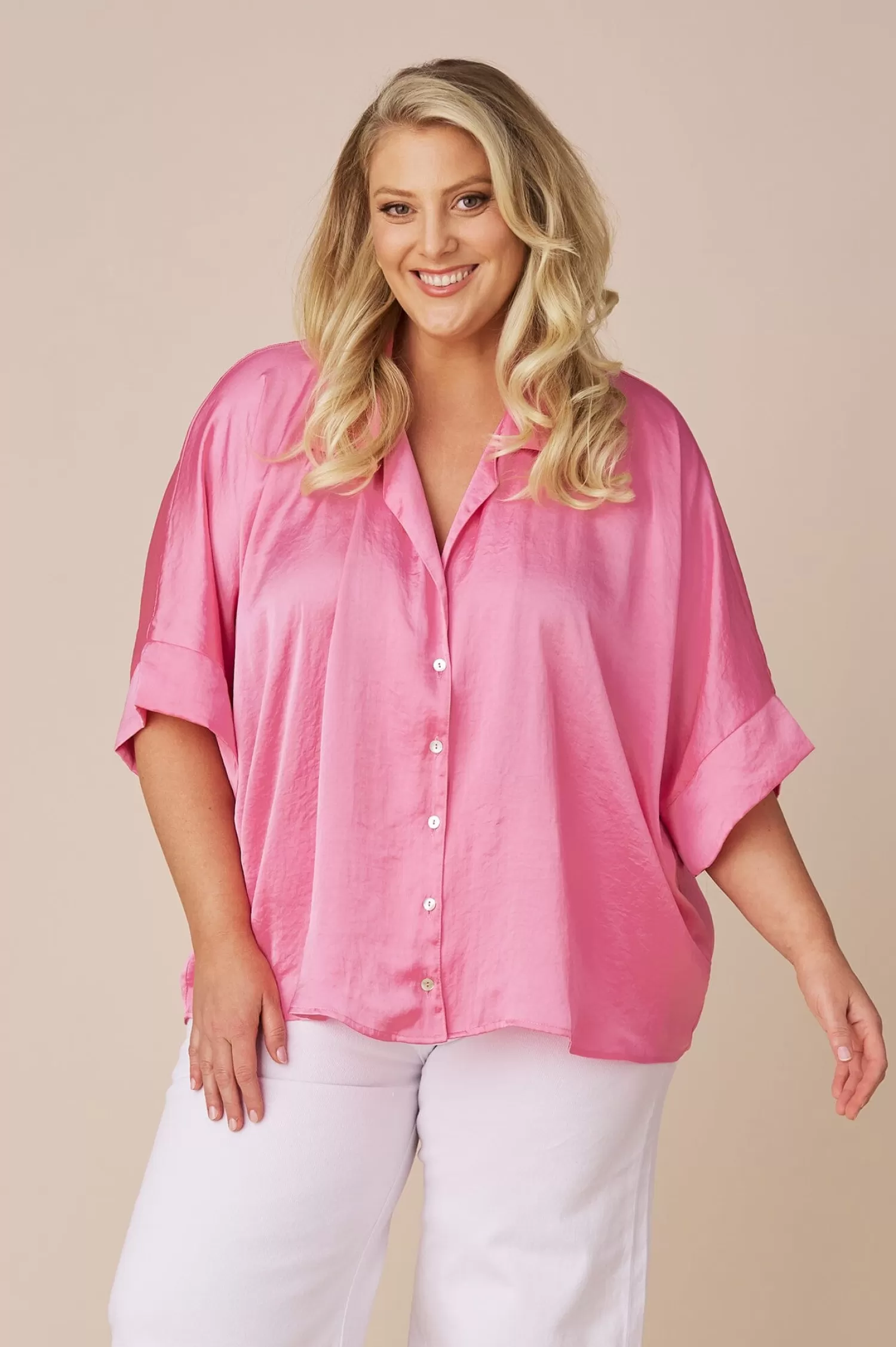 Carolina Short Sleeve*Tory Short Sleeve Collared Shirt Pink