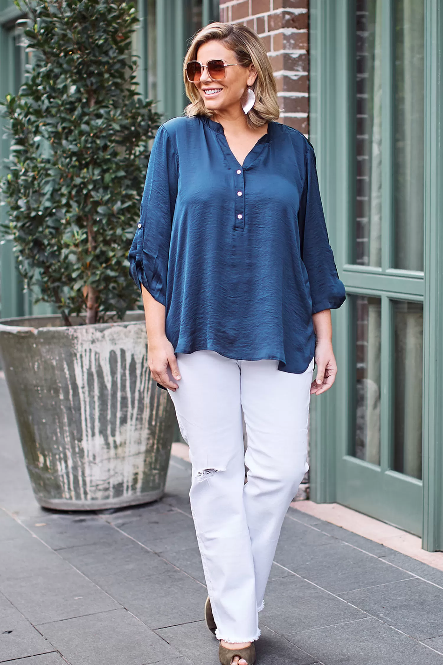 Carolina Short Sleeve*Tuscany Mid Sleeve Top Navy