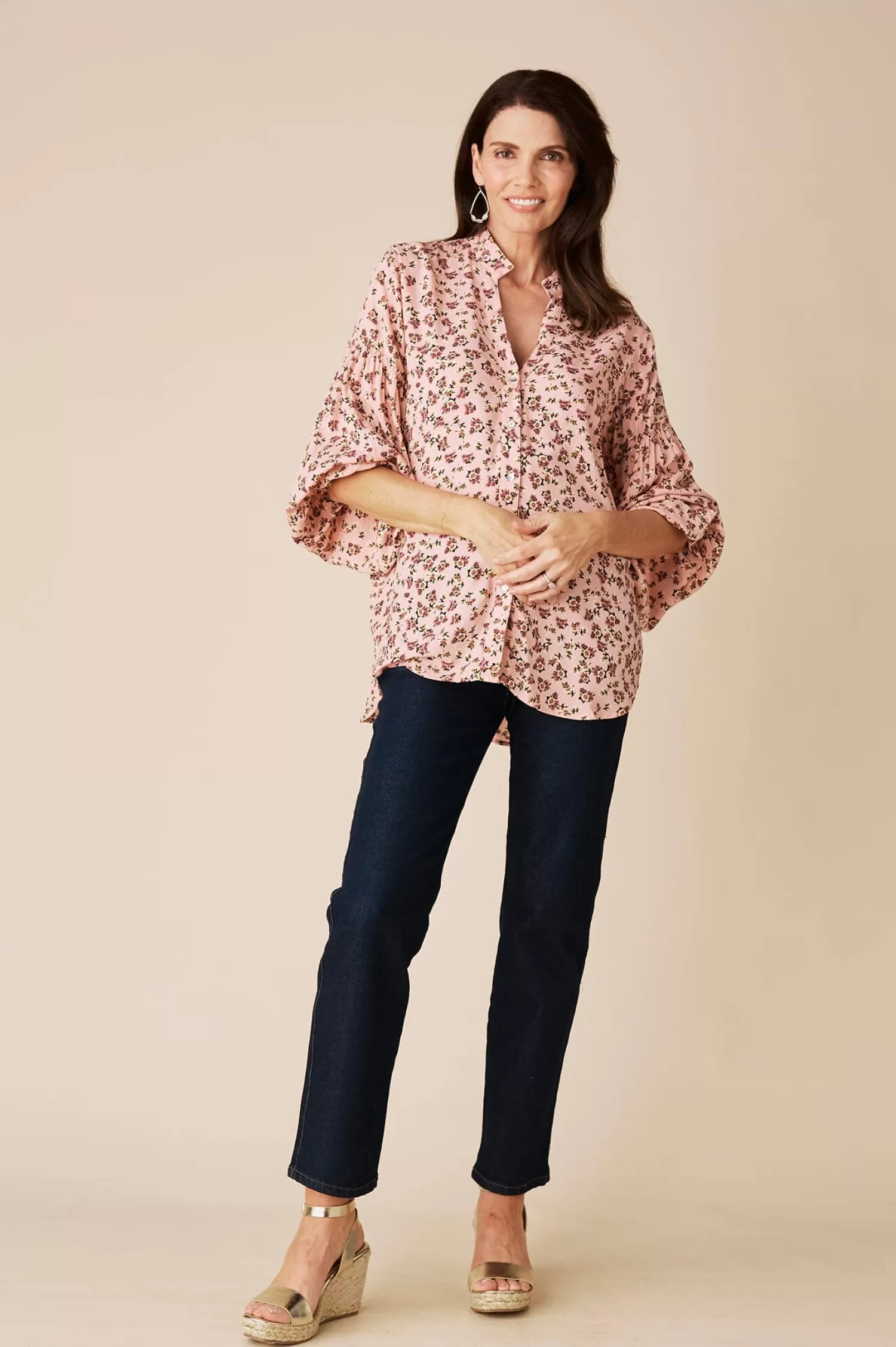 Carolina Long Sleeve*Valletta Floral Long Sleeve Top Blush