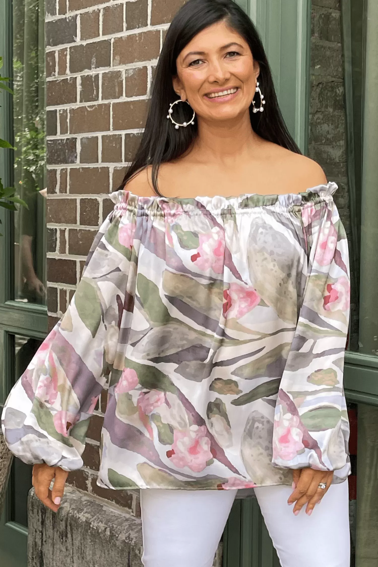 Carolina Long Sleeve | Short Sleeve*Xenia Off Shoulder Long Sleeve Top Serenity Print